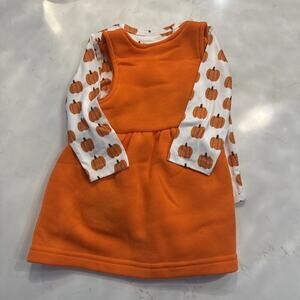 Girls Infant Orange Pumpkin My 1st Halloween Fleece Dress Size 6-12 Months
